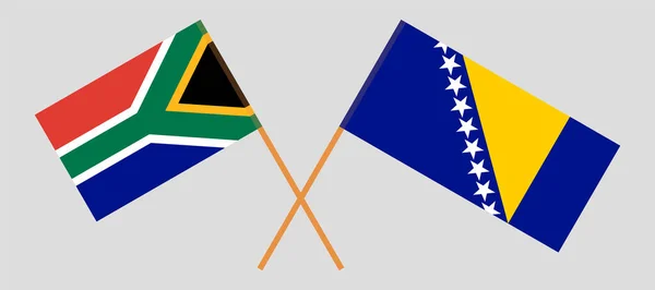 Drapeaux croisés de Bosnie-Herzégovine et République d'Afrique du Sud — Image vectorielle