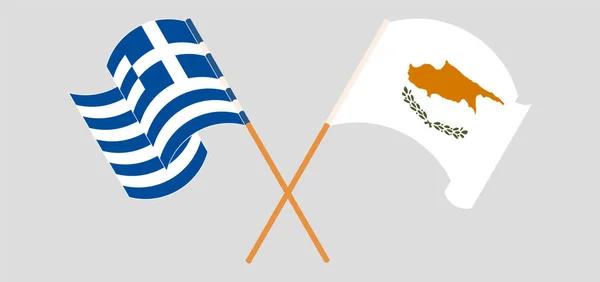 キプロスとギリシャの旗を交互に振って — ストックベクタ