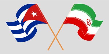 İran ve Küba 'nın çapraz ve dalgalı bayrakları