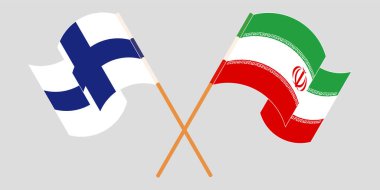 İran ve Finlandiya 'nın çapraz ve dalgalı bayrakları