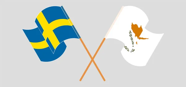 Διέσχισε και κυματίζει σημαίες της Κύπρου και της Σουηδίας — Διανυσματικό Αρχείο