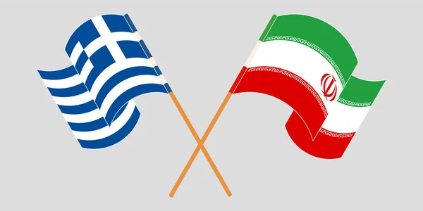 イランとギリシャの旗を交互に振って — ストックベクタ