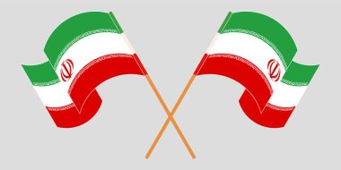 Çapraz ve İran bayrakları sallayarak