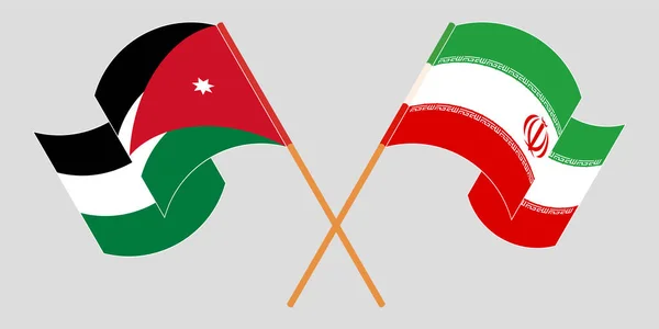 Crossed and waving flags of Iran and Jordan — Stock Vector