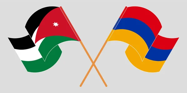 越过并挥动约旦和亚美尼亚的国旗 — 图库矢量图片