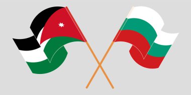 Ürdün ve Bulgaristan 'ın bayrağını çapraz ve dalgalandırarak