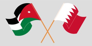 Ürdün ve Bahreyn 'in bayraklarını çaprazlayıp sallayarak