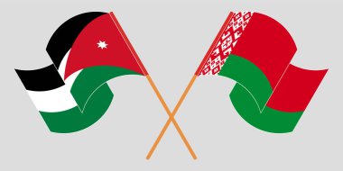Ürdün ve Belarus 'un bayraklarını çapraz sallayarak