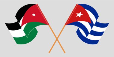 Ürdün ve Küba 'nın çapraz ve dalgalı bayrakları