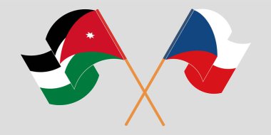 Ürdün ve Çek Cumhuriyeti 'nin çapraz ve dalgalı bayrakları