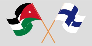 Ürdün ve Finlandiya 'nın bayrağını çapraz sallayarak