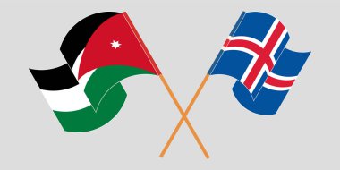 Ürdün ve İzlanda 'nın çapraz ve dalgalı bayrakları