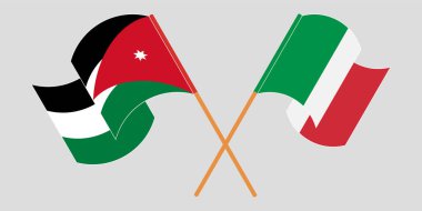 Ürdün ve İtalya 'nın çapraz bayraklarını sallayarak