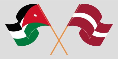 Ürdün ve Letonya 'nın çapraz ve dalgalı bayrakları