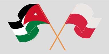 Ürdün ve Polonya bayraklarını çapraz ve dalgalandırarak