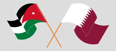 Ürdün ve Katar 'ın çapraz bayraklarını sallayarak