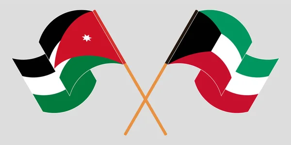 Διέσχισε και κυμάτιζε σημαίες της Ιορδανίας και του Κουβέιτ — Διανυσματικό Αρχείο
