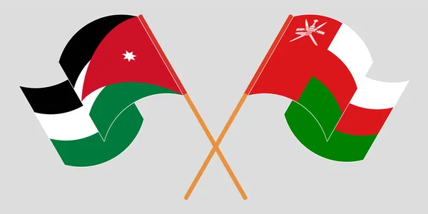 Crossed and waving flags of Jordan and Oman — Stock Vector