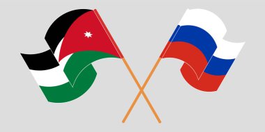 Ürdün ve Rusya 'nın bayrağını çapraz ve dalgalandırarak