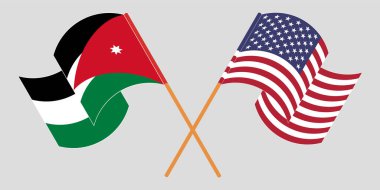 Ürdün ve ABD bayraklarını çaprazlayıp salladı.