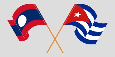 Laos ve Küba 'nın çapraz ve dalgalı bayrakları