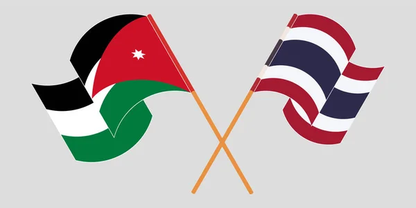 Crossed and waving flags of Jordan and Thailand — Stock Vector