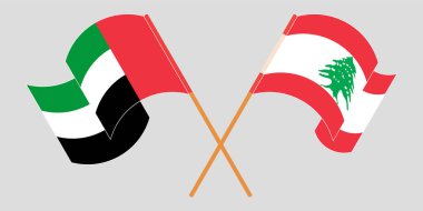 Lübnan ve Birleşik Arap Emirliklerinin çapraz ve dalgalı bayrakları