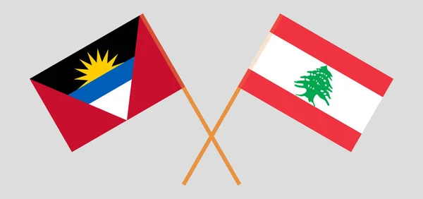 Crossed flags of Lebanon and Antigua and Barbuda — Stock Vector