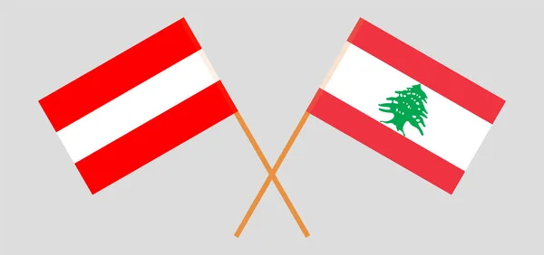 Crossed flags of Lebanon and Austria — Stock Vector
