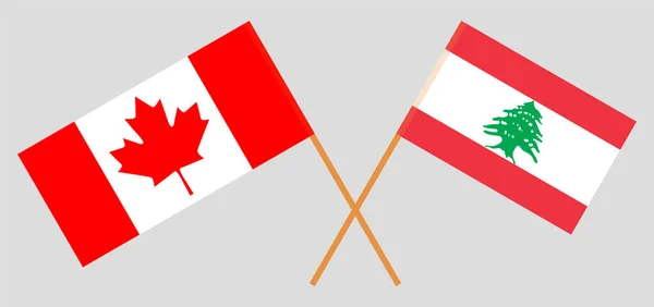 Crossed flags of Lebanon and Canada — Stockvector
