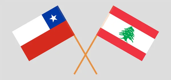 Banderas cruzadas del Líbano y Chile — Archivo Imágenes Vectoriales