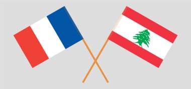 Crossed flags of Lebanon and France