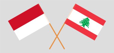 Crossed flags of Lebanon and Indonesia