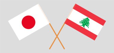 Crossed flags of Lebanon and Japan
