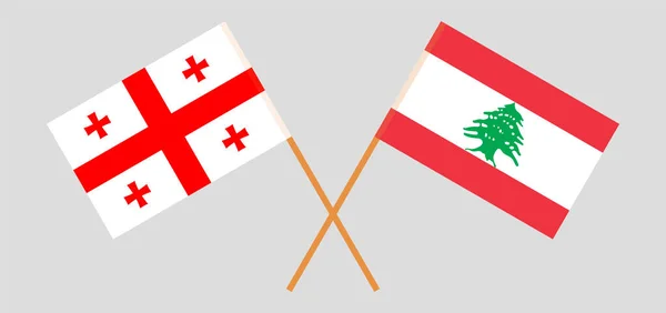 Crossed flags of Lebanon and Georgia — Stock Vector