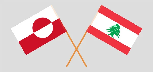 Crossed flags of Lebanon and Greenland — Stock Vector