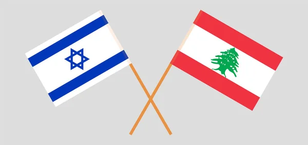 Crossed flags of Lebanon and Israel — Stock Vector