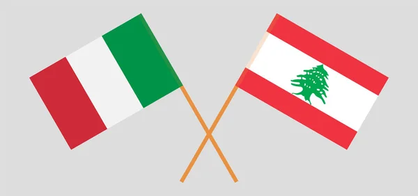 Crossed flags of Lebanon and Italy — Stock Vector