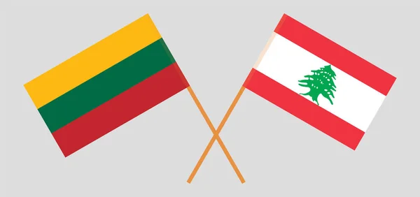 Crossed flags of Lebanon and Lithuania — Stock Vector