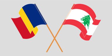 Lübnan ve Romanya 'nın çapraz ve dalgalı bayrakları