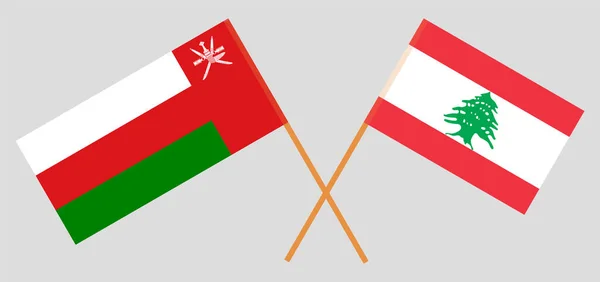 Crossed flags of Lebanon and Oman — Stock Vector