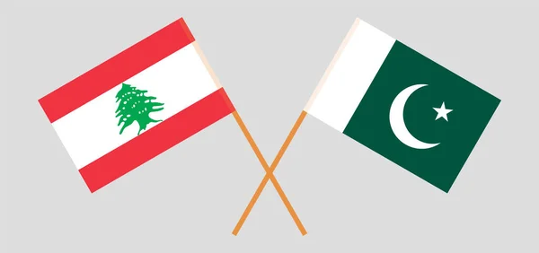 Crossed flags of Lebanon and Pakistan — Stock Vector