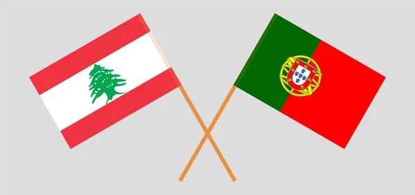 Crossed flags of Lebanon and Portugal — Stock Vector