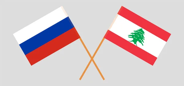 Crossed flags of Lebanon and Russia — Stock Vector