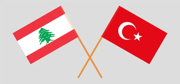 Crossed flags of Lebanon and Turkey — Stock Vector
