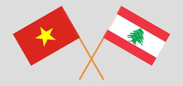 Crossed flags of Lebanon and Vietnam — Stock Vector
