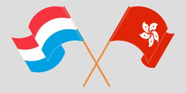 Lüksemburg ve Hong Kong 'un çapraz ve dalgalı bayrakları