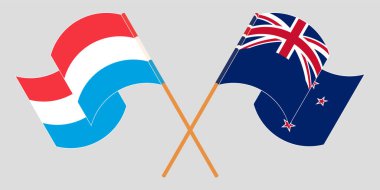 Lüksemburg ve Yeni Zelanda 'nın çapraz ve dalgalı bayrakları
