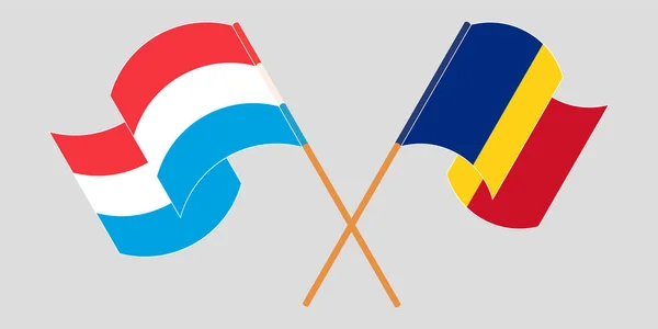 ルクセンブルクとルーマニアの旗を交互に振って — ストックベクタ