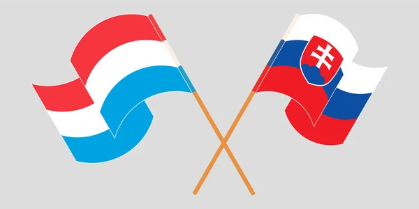 Crossed and waving flags of Luxembourg and Slovakia — Stock Vector